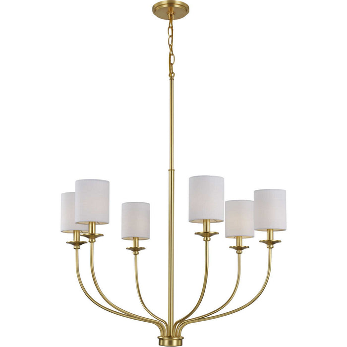 Progress Lighting P400227-012 Six Light Foyer Chandelier, Satin Brass