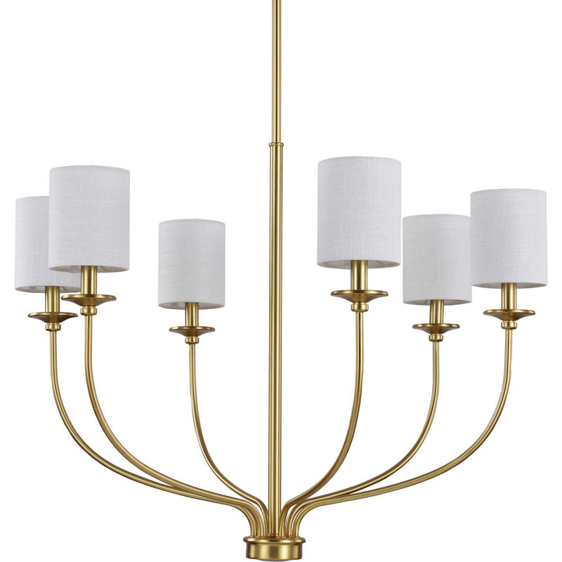 Progress Lighting P400227-012 Six Light Foyer Chandelier, Satin Brass