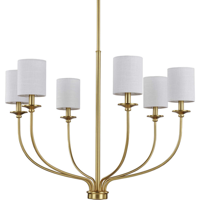 Progress Lighting P400227-012 Six Light Foyer Chandelier, Satin Brass