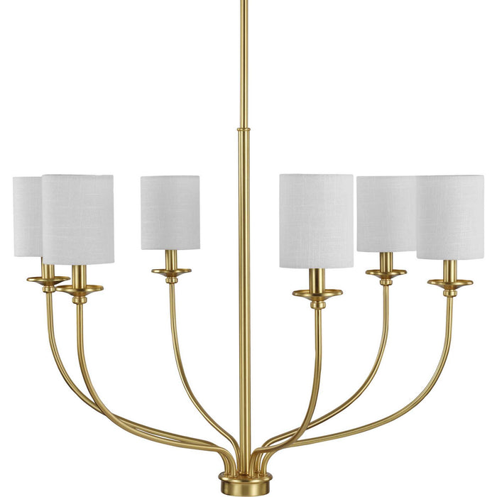 Progress Lighting P400227-012 Six Light Foyer Chandelier, Satin Brass