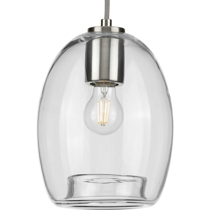 Progress Lighting P500159-009 One Light Mini Pendant, Brushed Nickel