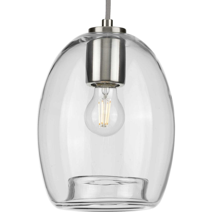 Progress Lighting P500159-009 One Light Mini Pendant, Brushed Nickel