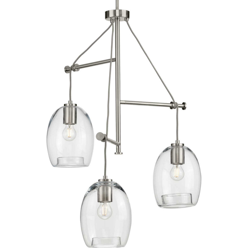 Progress Lighting P500160-009 Three Light Pendant, Brushed Nickel