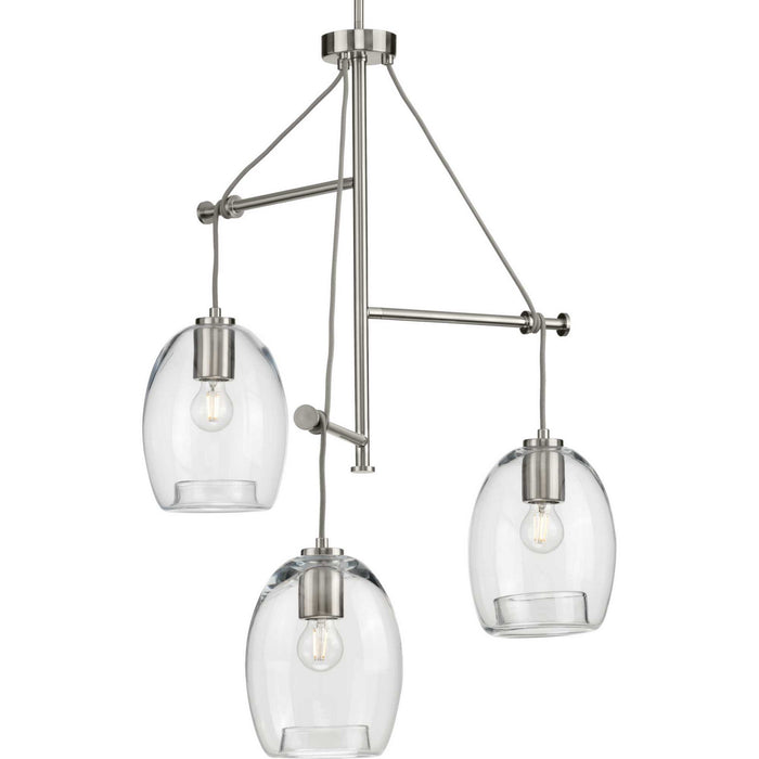 Progress Lighting P500160-009 Three Light Pendant, Brushed Nickel