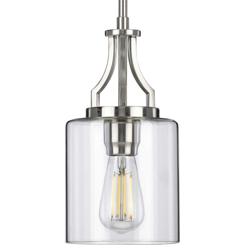 Progress Lighting P500208-009 One Light Mini Pendant, Brushed Nickel