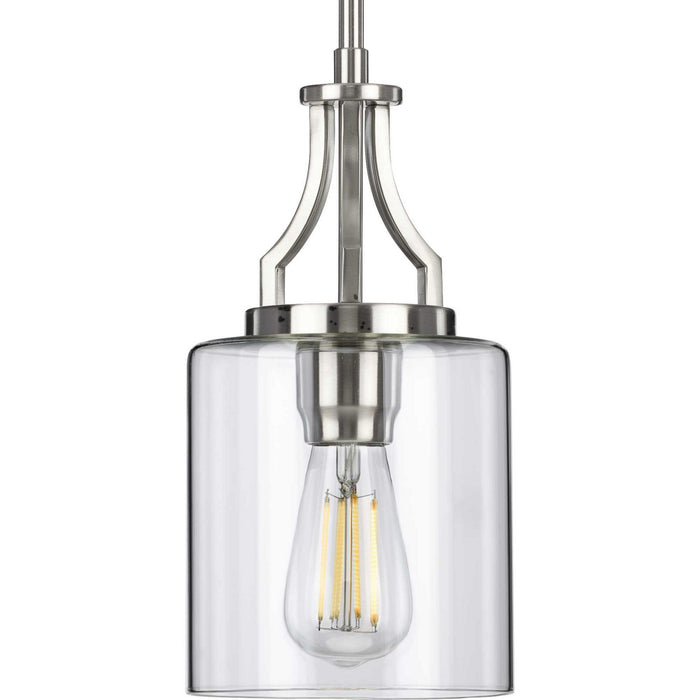 Progress Lighting P500208-009 One Light Mini Pendant, Brushed Nickel