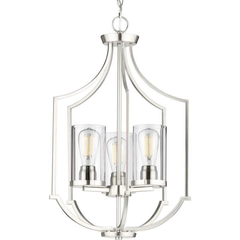 Progress Lighting P500209-009 Three Light Foyer Pendant, Brushed Nickel