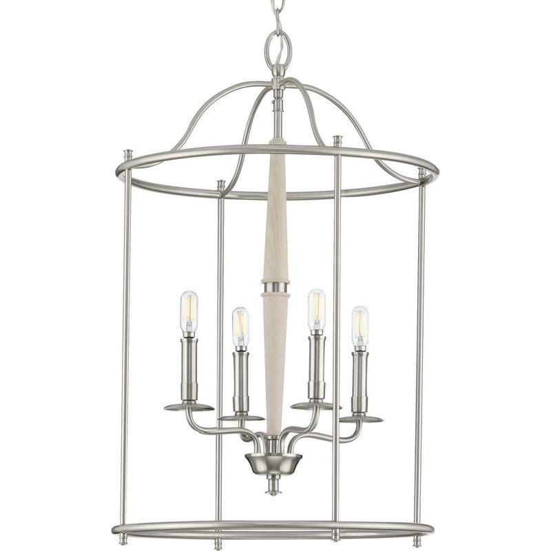 Progress Lighting P500210-009 Four Light Foyer Pendant, Brushed Nickel