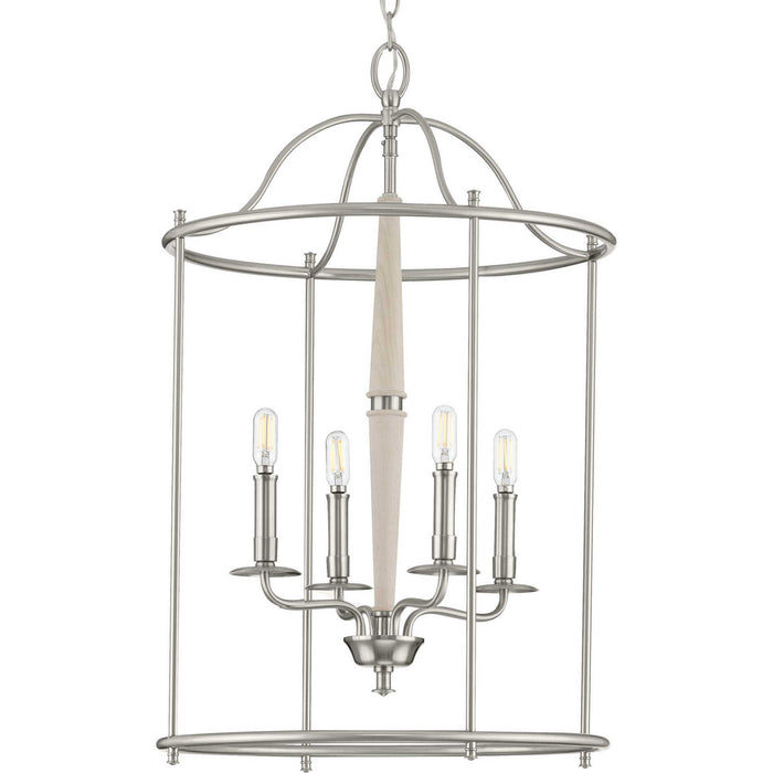 Progress Lighting P500210-009 Four Light Foyer Pendant, Brushed Nickel