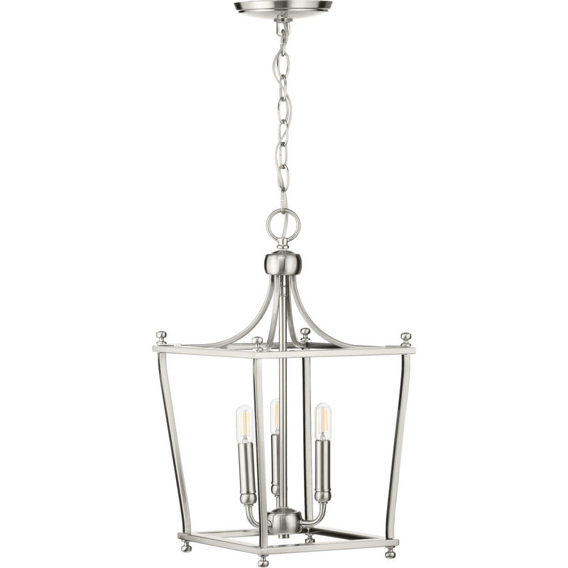 Progress Lighting P500213-009 Three Light Foyer Pendant, Brushed Nickel