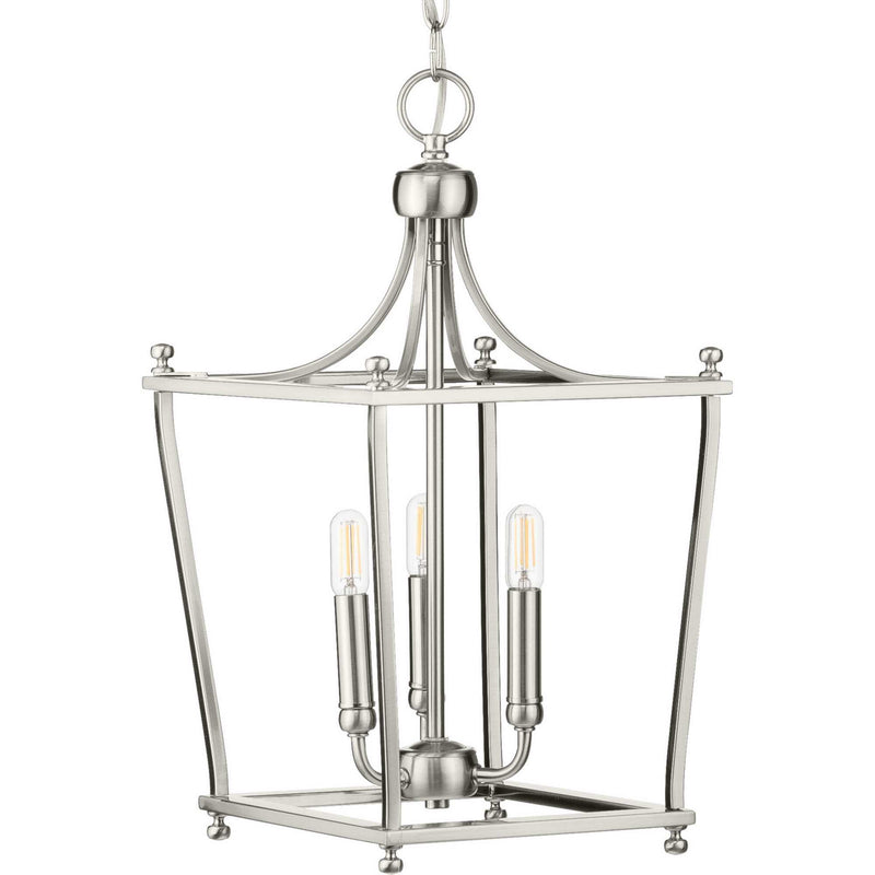 Progress Lighting P500213-009 Three Light Foyer Pendant, Brushed Nickel
