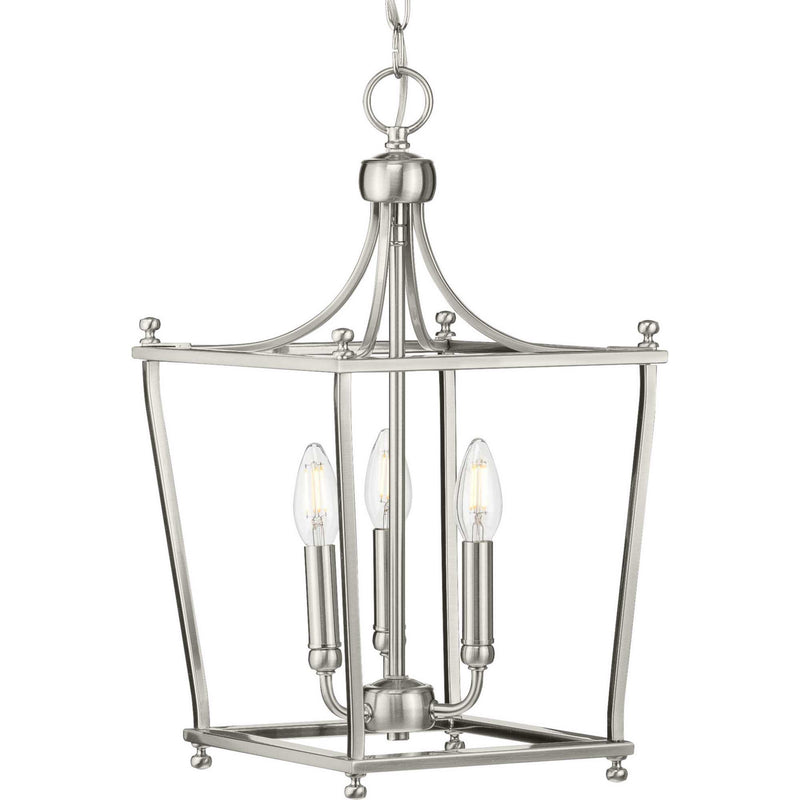 Progress Lighting P500213-009 Three Light Foyer Pendant, Brushed Nickel