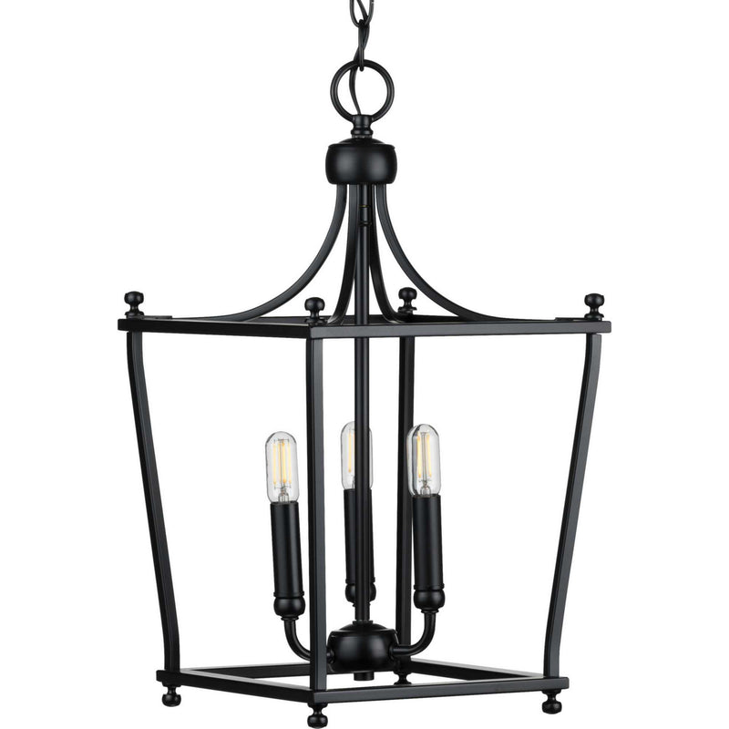 Progress Lighting P500213-031 Three Light Foyer Pendant, Black
