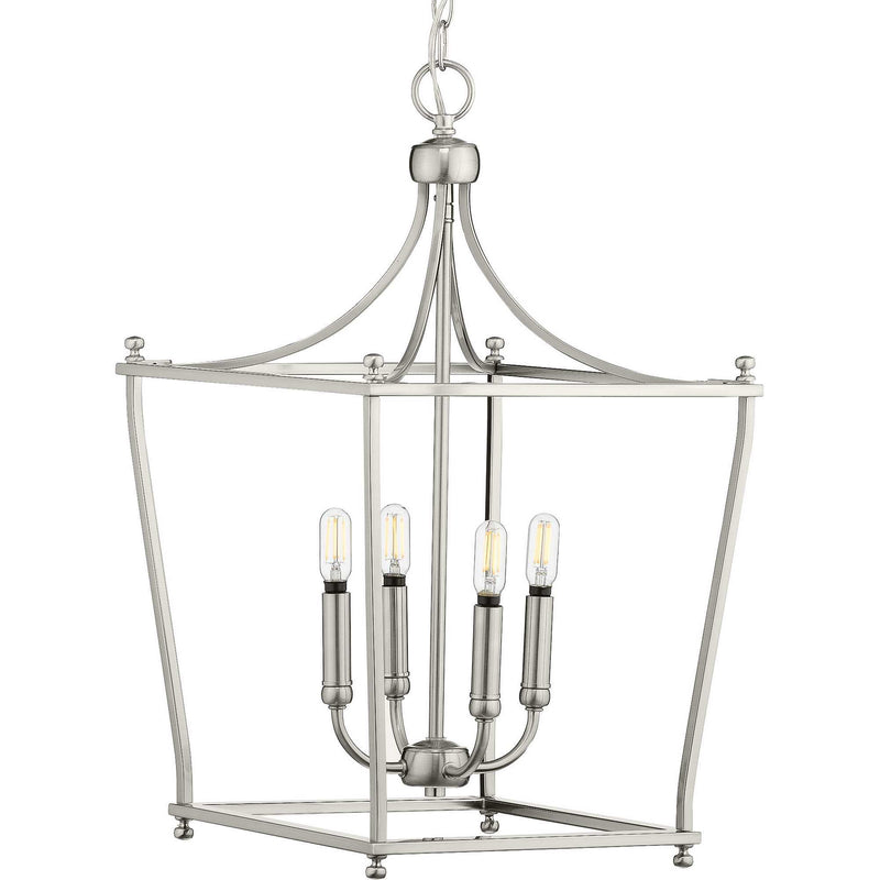 Progress Lighting P500214-009 Four Light Foyer Pendant, Brushed Nickel