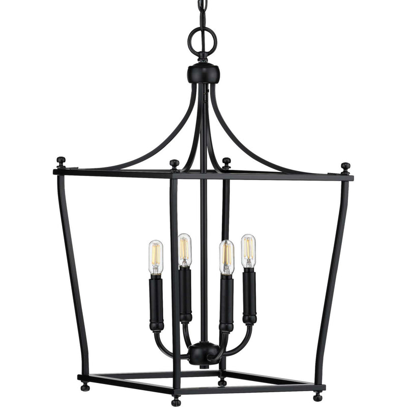 Progress Lighting P500214-031 Four Light Foyer Pendant, Black