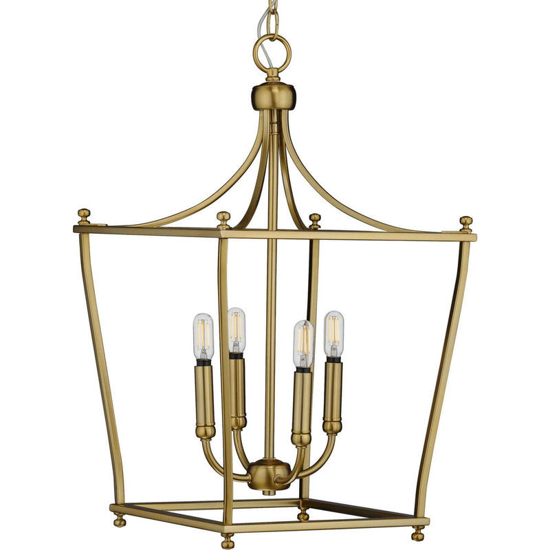 Progress Lighting P500214-109 Four Light Foyer Pendant, Brushed Bronze