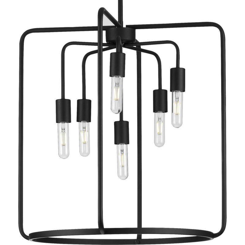 Progress Lighting P500225-031 Six Light Pendant, Black