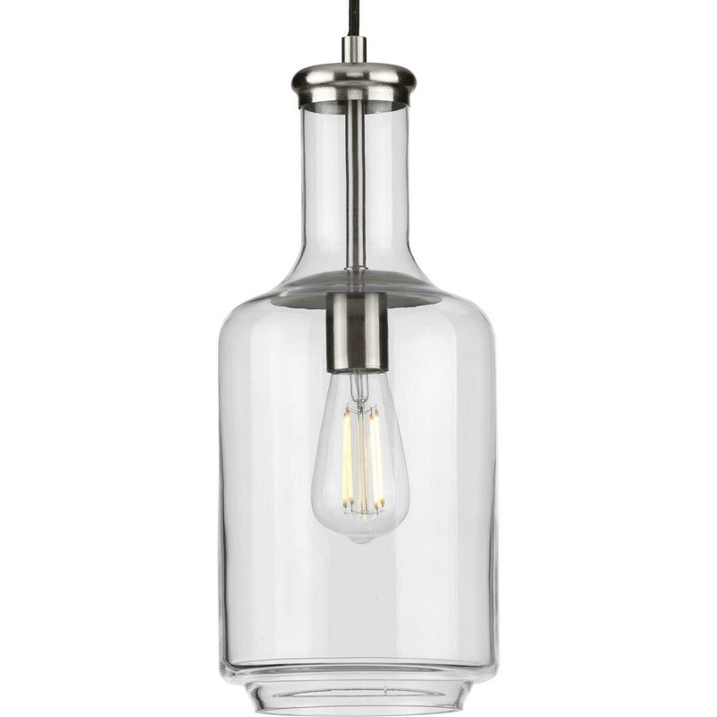Progress Lighting P500229-009 One Light Pendant, Brushed Nickel