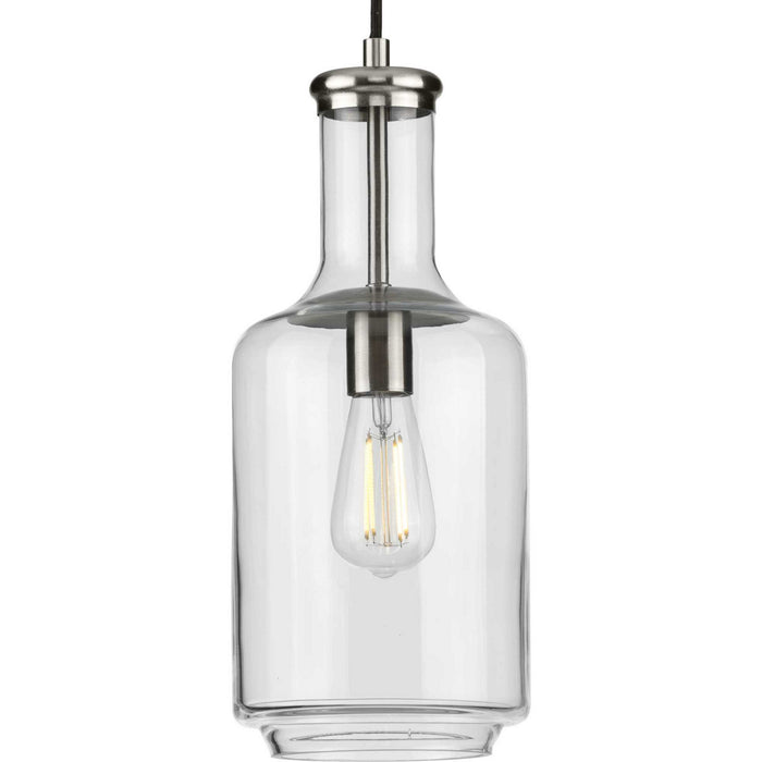Progress Lighting P500229-009 One Light Pendant, Brushed Nickel