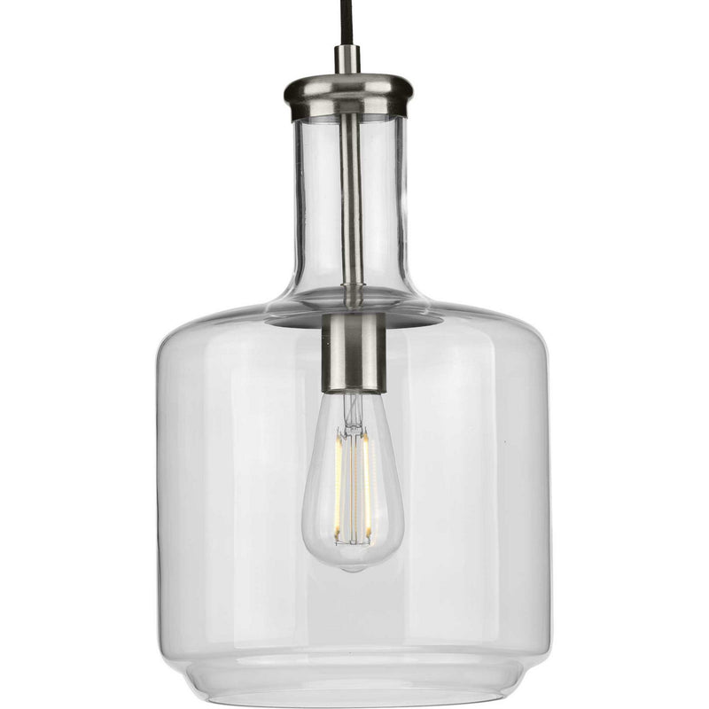 Progress Lighting P500230-009 One Light Pendant, Brushed Nickel