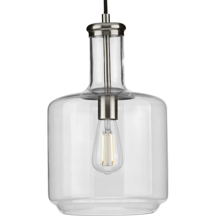 Progress Lighting P500230-009 One Light Pendant, Brushed Nickel