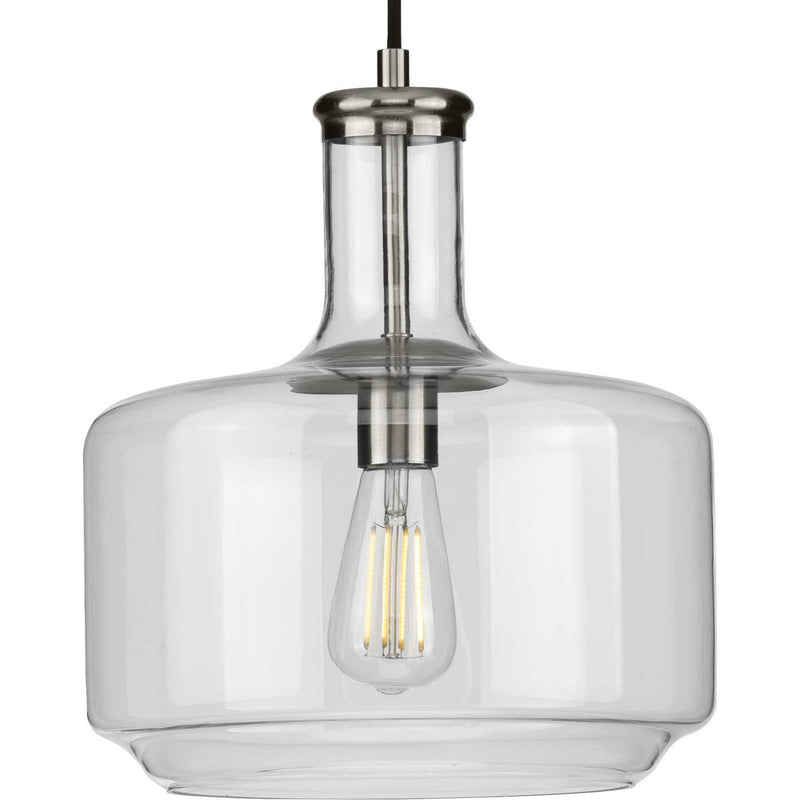 Progress Lighting P500231-009 One Light Pendant, Brushed Nickel