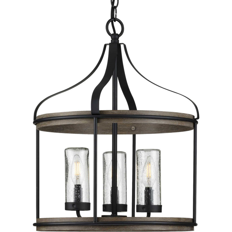 Progress Lighting P500235-031 Three Light Outdoor Pendant, Black