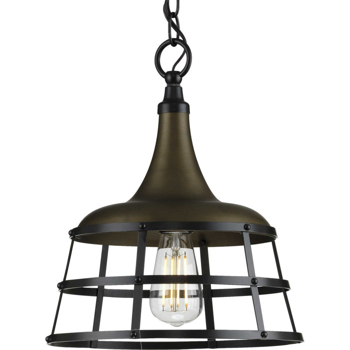 Progress Lighting P500236-161 One Light Pendant, Aged Brass