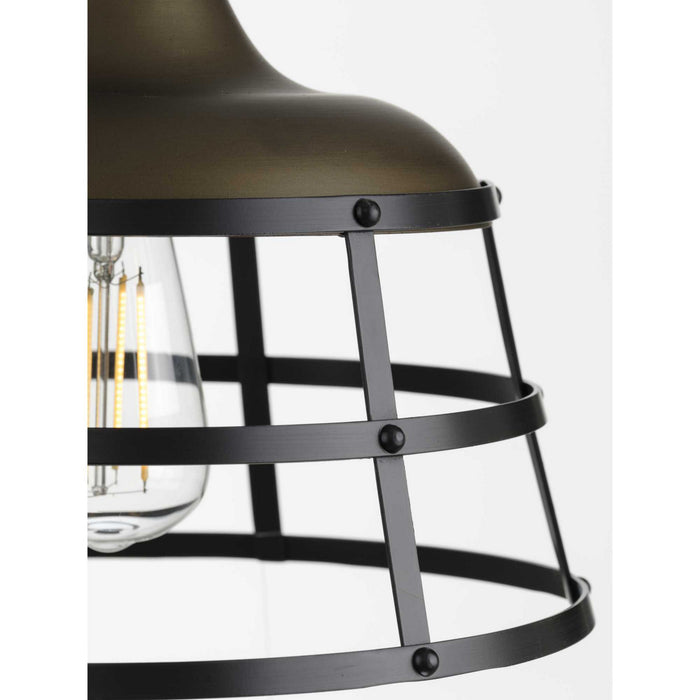 Progress Lighting P500236-161 One Light Pendant, Aged Brass