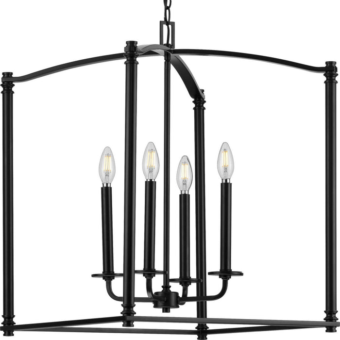 Progress Lighting P500240-031 Four Light Foyer Pendant, Black
