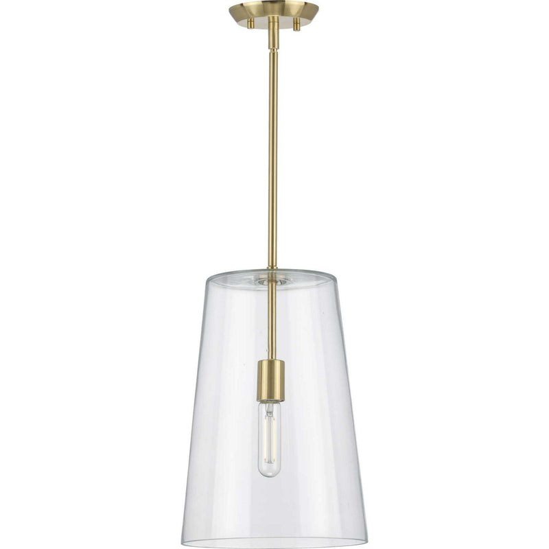 Progress Lighting P500242-012 One Light Pendant, Satin Brass