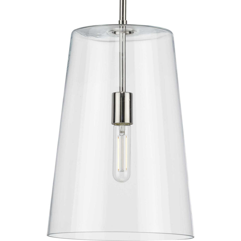 Progress Lighting P500242-104 One Light Pendant, Polished Nickel