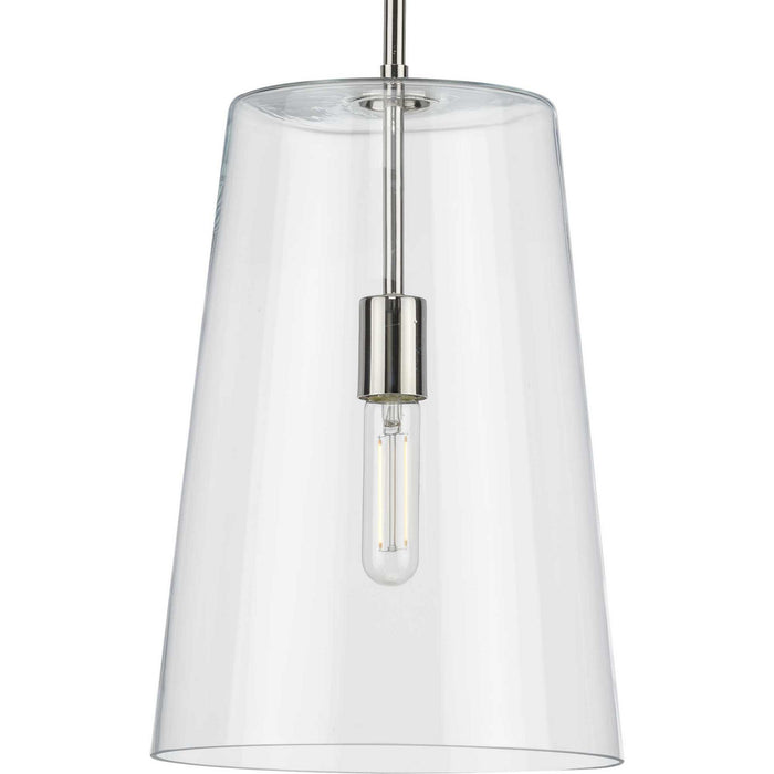 Progress Lighting P500242-104 One Light Pendant, Polished Nickel