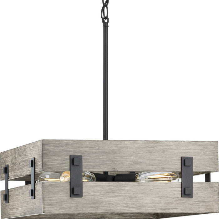 Progress Lighting P500277-031 Four Light Pendant, Black