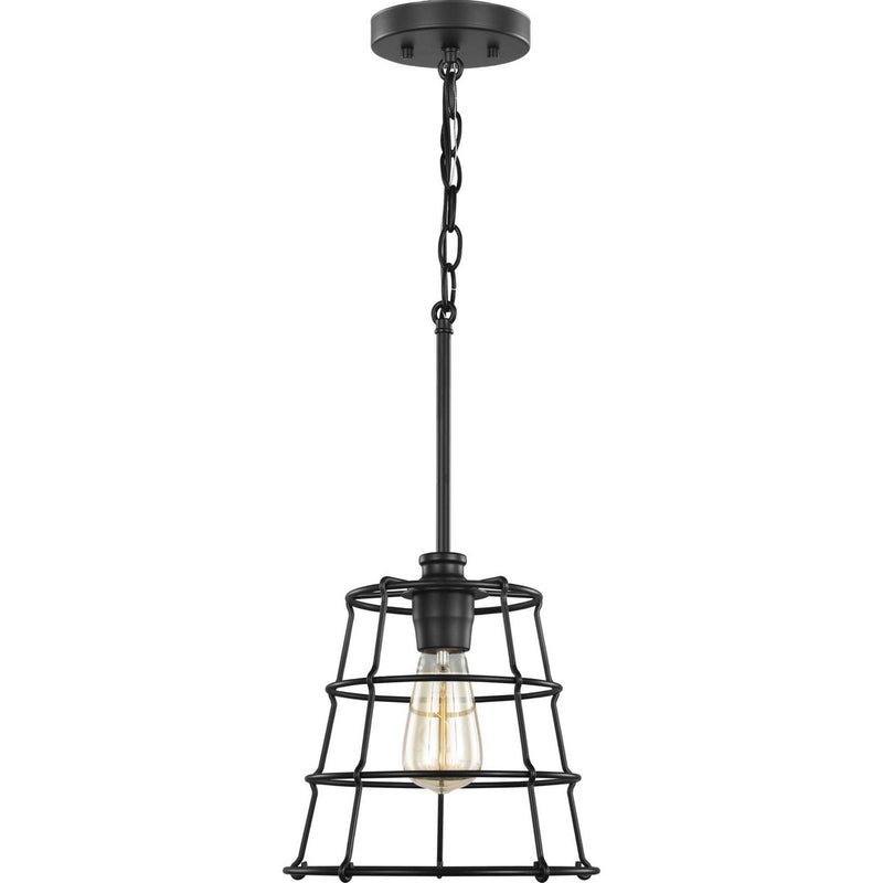 Progress Lighting P500281-031 One Light Mini Pendant, Black