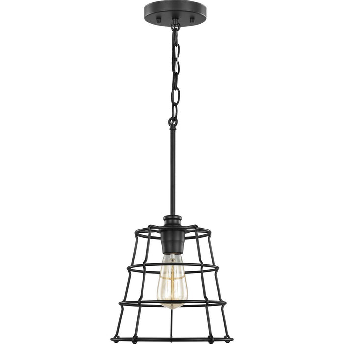Progress Lighting P500281-031 One Light Mini Pendant, Black