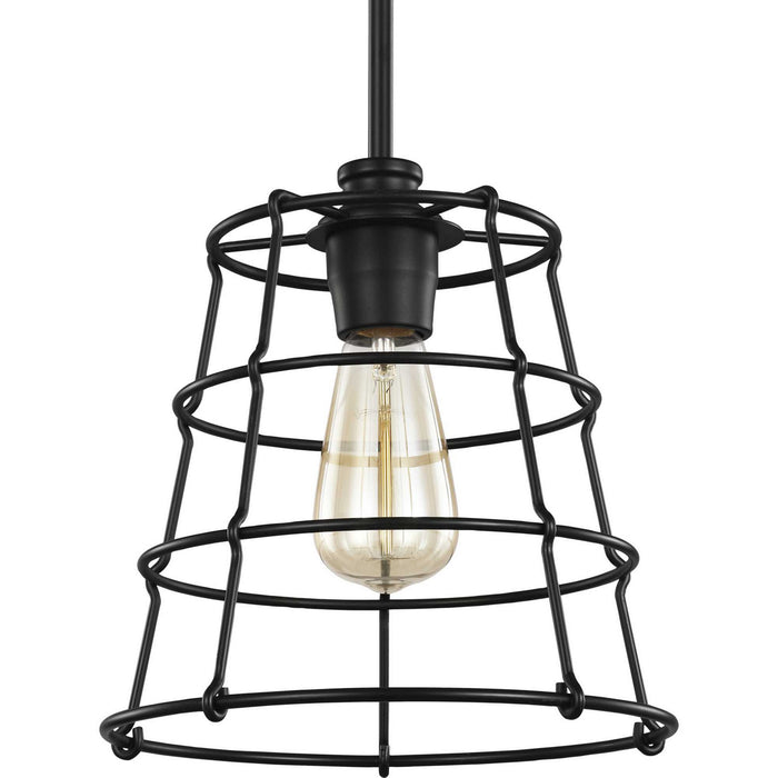 Progress Lighting P500281-031 One Light Mini Pendant, Black