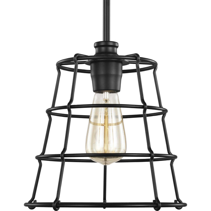 Progress Lighting P500281-031 One Light Mini Pendant, Black