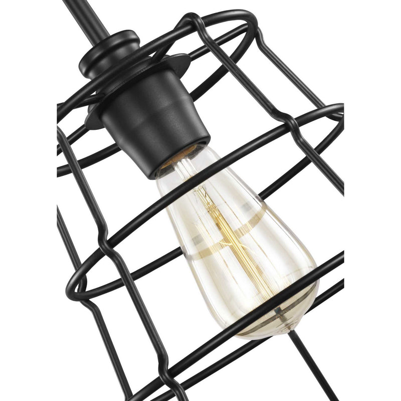 Progress Lighting P500281-031 One Light Mini Pendant, Black