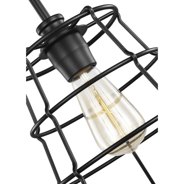 Progress Lighting P500281-031 One Light Mini Pendant, Black