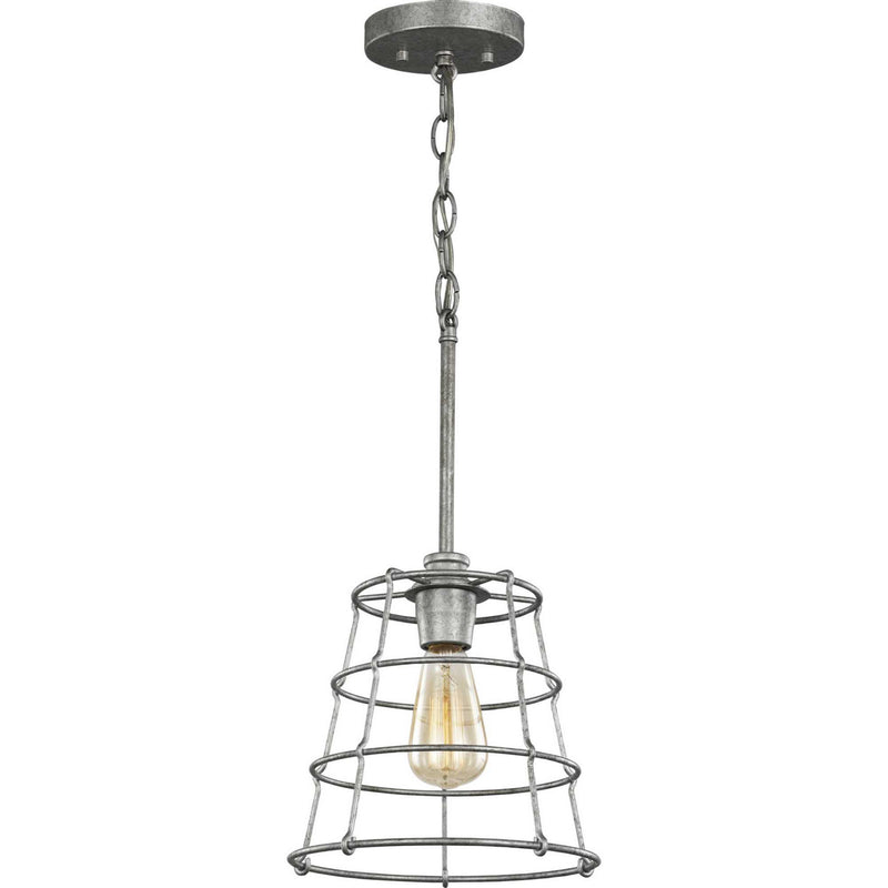 Progress Lighting P500281-141 One Light Mini Pendant, Galvanized