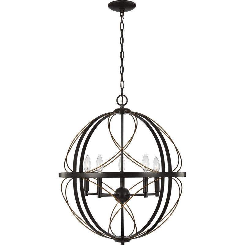 Progress Lighting P500287-020 Five Light Pendant, Antique Bronze