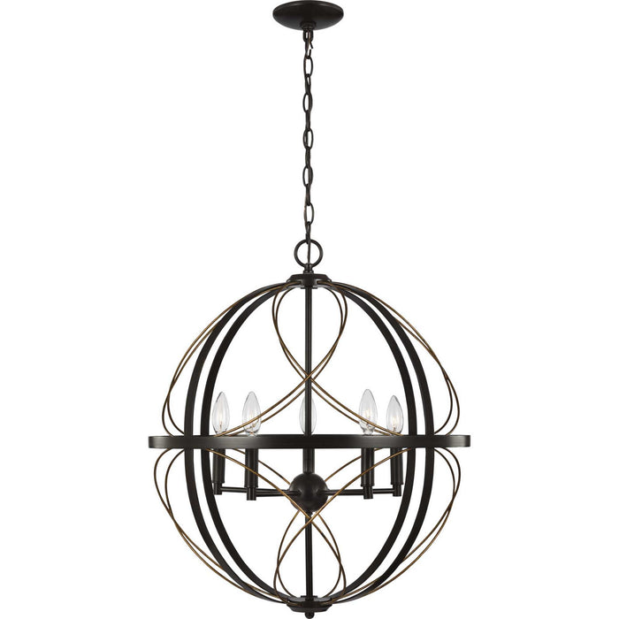 Progress Lighting P500287-020 Five Light Pendant, Antique Bronze
