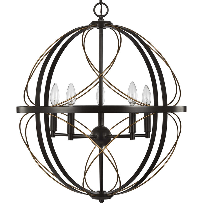 Progress Lighting P500287-020 Five Light Pendant, Antique Bronze