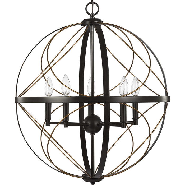 Progress Lighting P500287-020 Five Light Pendant, Antique Bronze