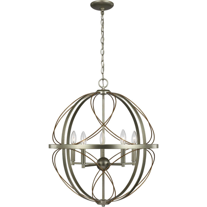 Progress Lighting P500287-134 Five Light Pendant, Silver Ridge