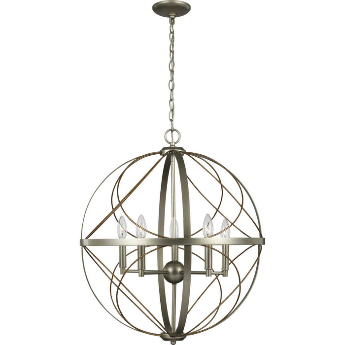 Progress Lighting P500287-134 Five Light Pendant, Silver Ridge