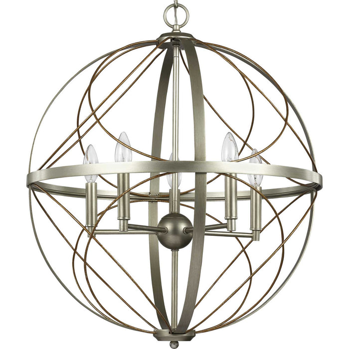 Progress Lighting P500287-134 Five Light Pendant, Silver Ridge