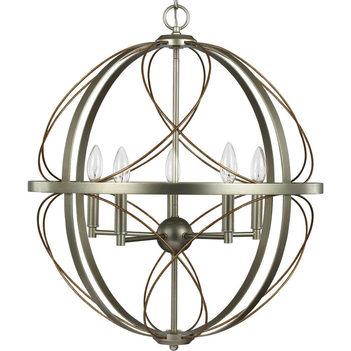 Progress Lighting P500287-134 Five Light Pendant, Silver Ridge