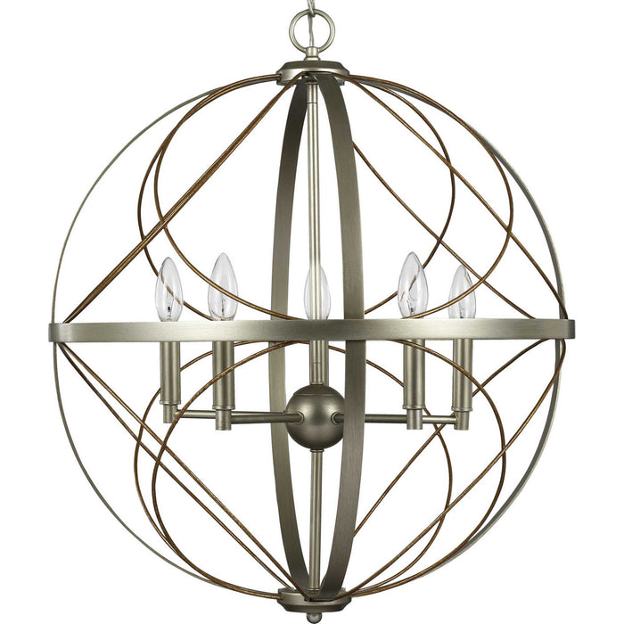 Progress Lighting P500287-134 Five Light Pendant, Silver Ridge